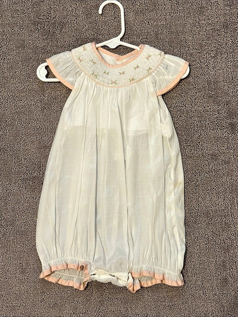 Simply Smock Vintage Smocked Baby Girl Bubble Romper 18 Months Floral